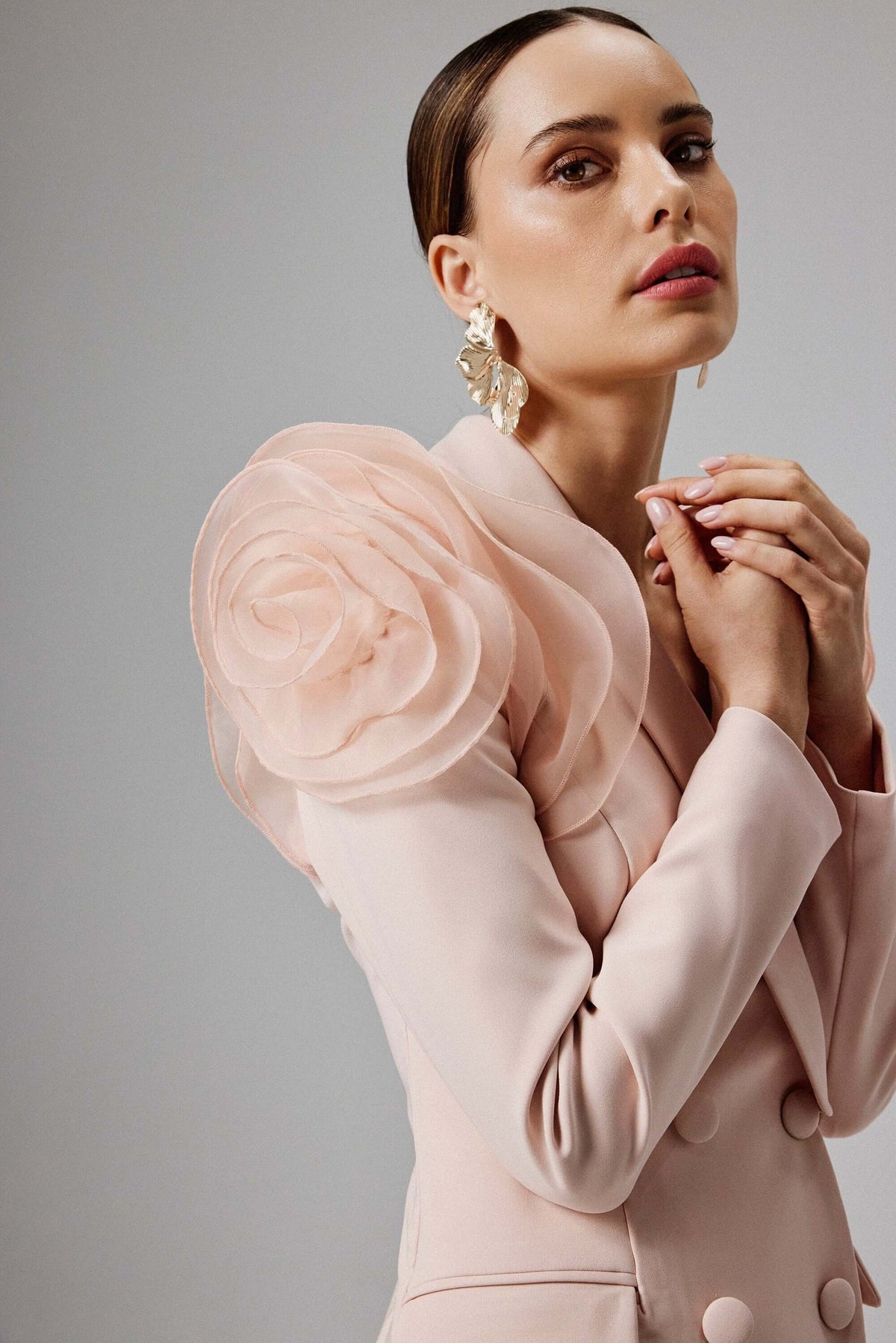 Organza Rose Sleeve Blazer Mini Dress